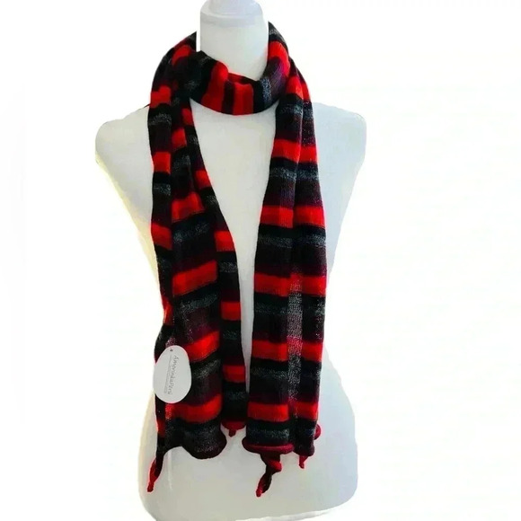 NWT Genuine Alpaca Scarf, Red/Orange/ Black/Gray/Purple - Picture 1 of 7